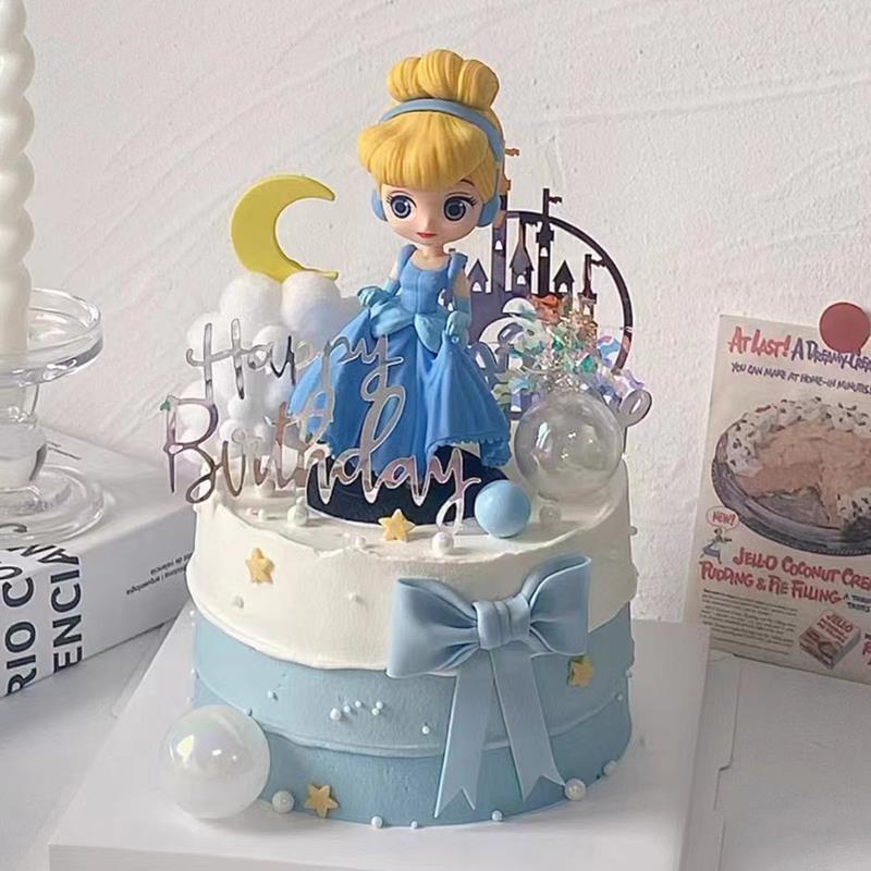 网红婚纱灰姑娘蛋糕装饰 头纱公主女生女孩生日蛋糕甜品派对摆件