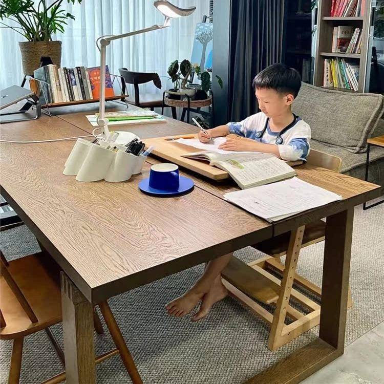 实木大书桌餐桌一体莫比恩工作台书房家用去客厅化大板长条学习桌