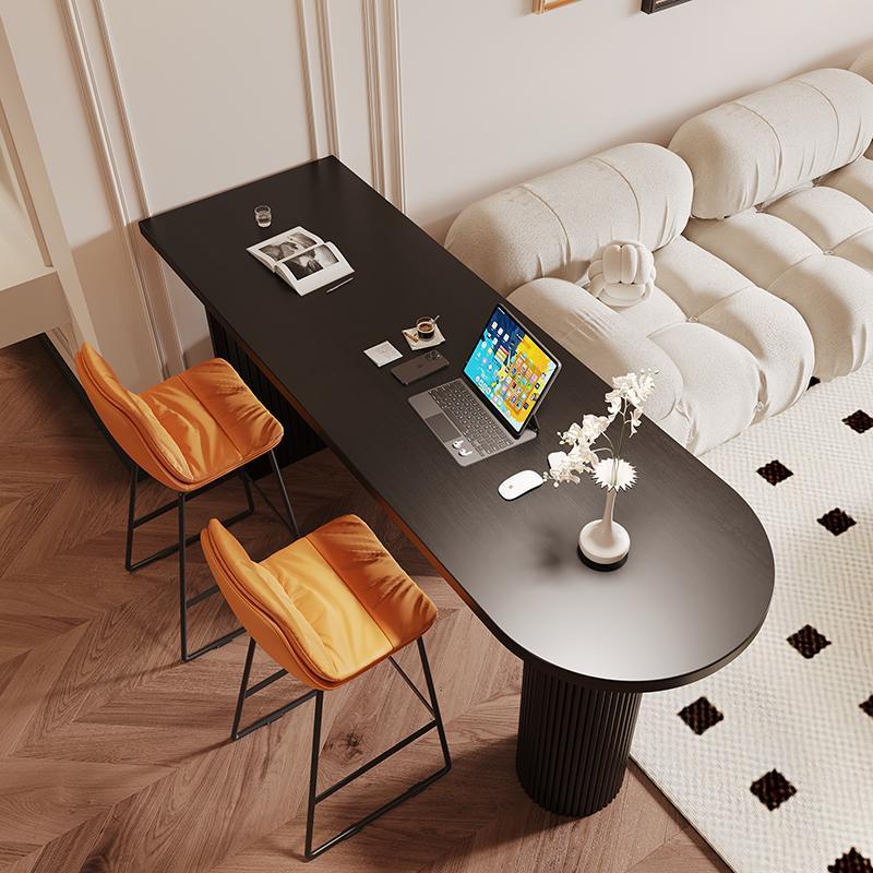 黑色实木吧台桌家用客厅隔断长条餐桌轻奢高级感小户型阳台高脚桌