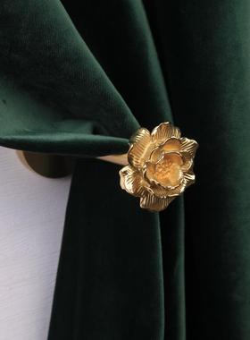 法式中古美式黄铜轻奢窗帘挂钩北欧卧室客厅样板间装饰壁挂墙钩