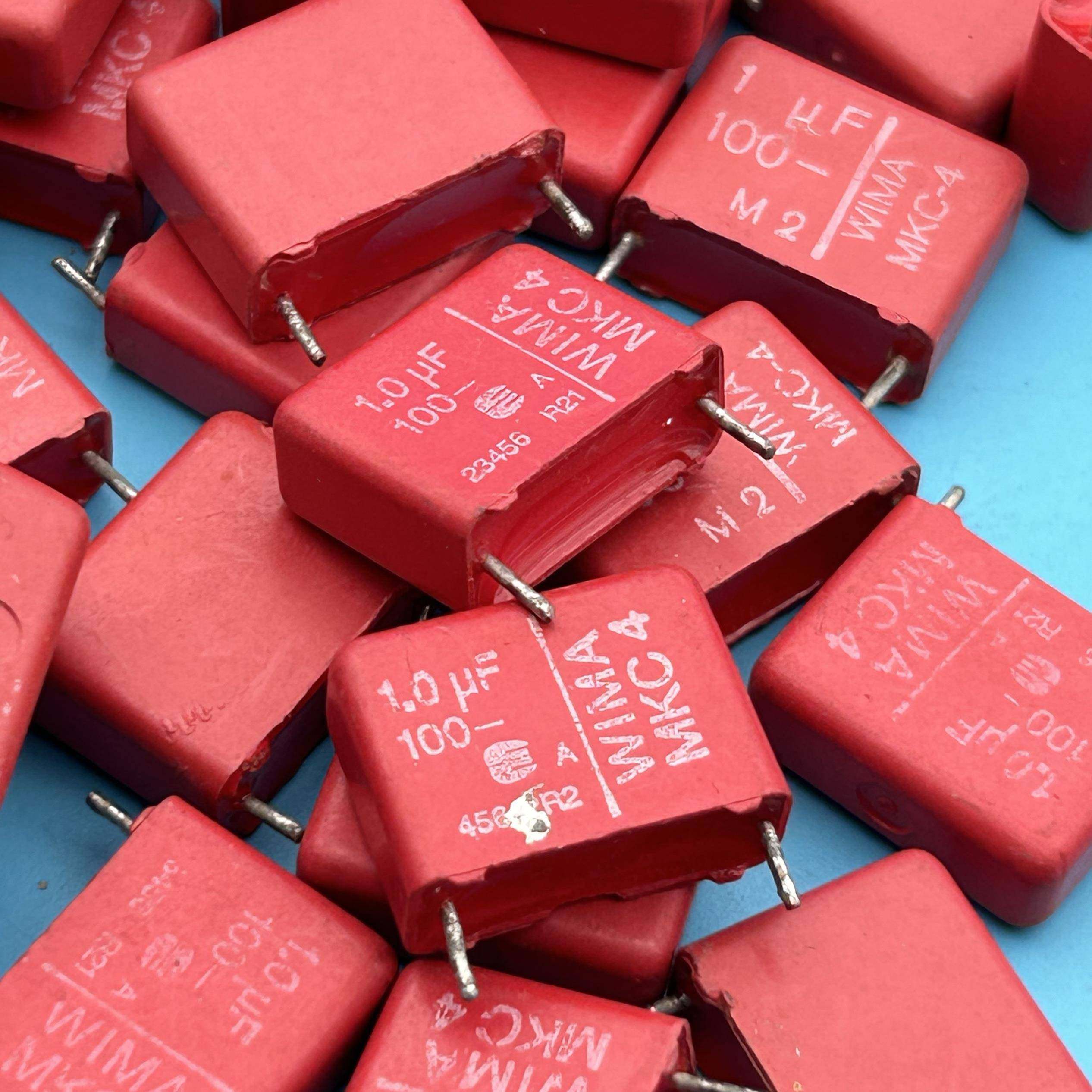 早期老版本拆机红威马100V1UF MKC4系列 耦合薄膜电容WIMA