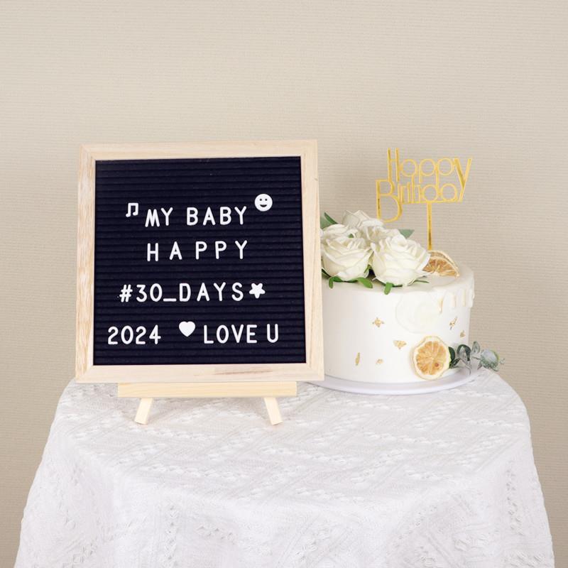 一周岁满月生日布置毛毡字母留言板木质相框宝宝百天拍照场景道具