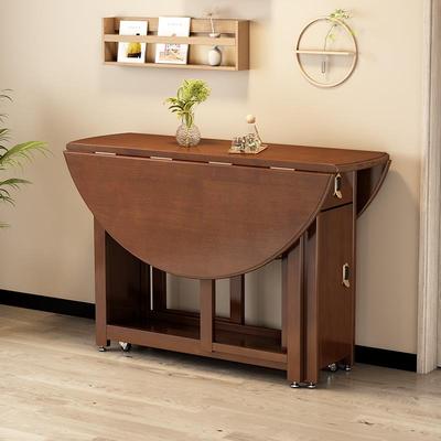 折叠圆桌椅实木餐桌椅可变圆形饭桌可折叠收纳吃饭桌子家用小户型