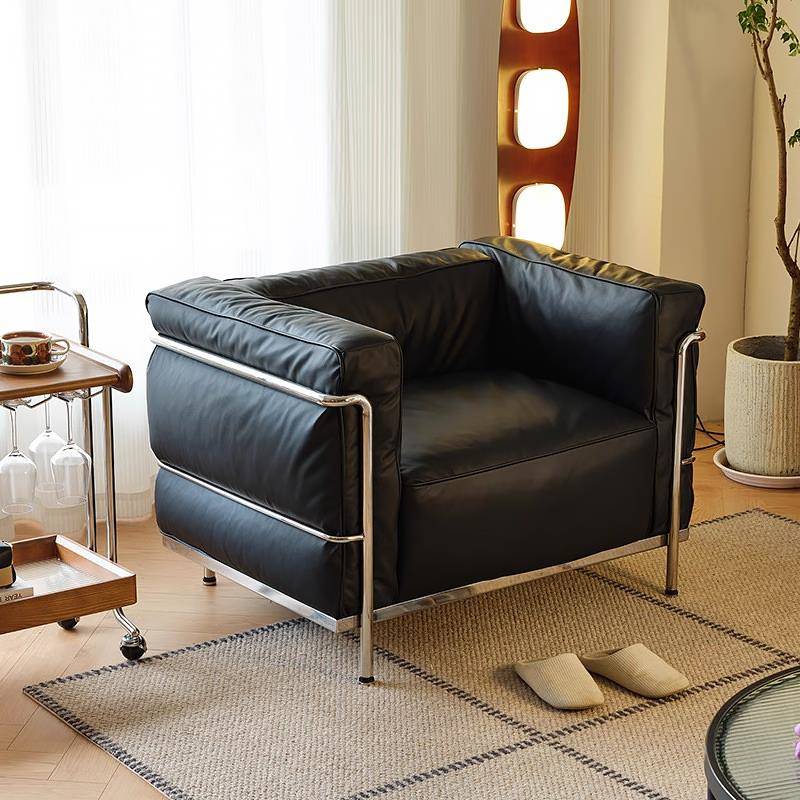 LC3柯布西耶真皮沙发中古包豪斯设计师懒人休闲黑色单人沙发椅