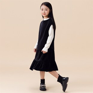 女童针织衫马甲春秋外穿2024新款儿童抗起球叠穿毛衣背心百搭上衣