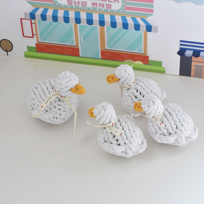 狗狗绳结玩具柯尔鸭磨牙互动咬绳博美泰迪拉扯拔河小型犬解闷神器