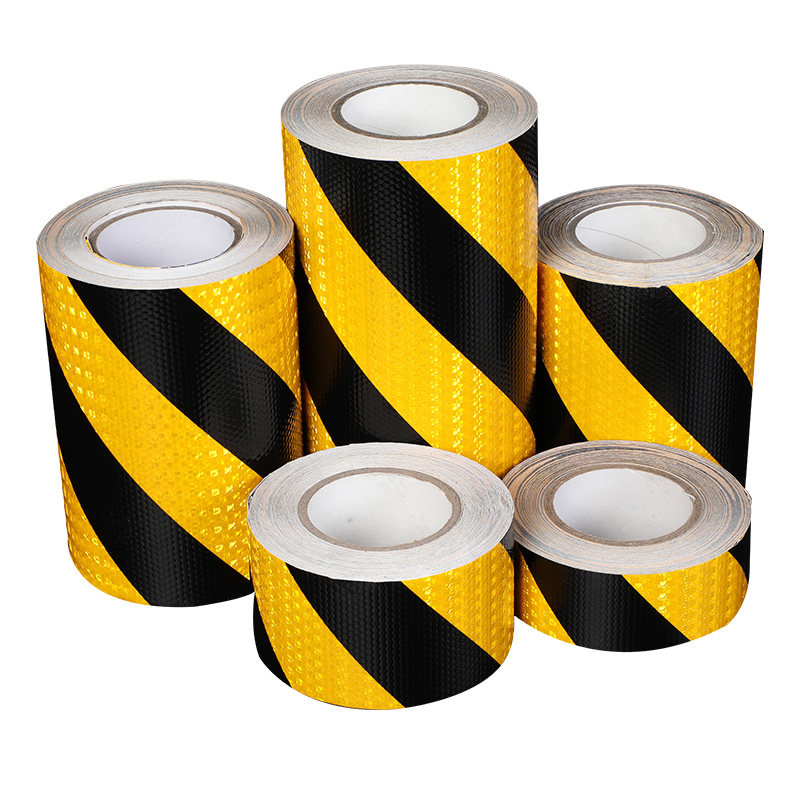 晶格六边形黄黑斜纹反光警示胶带夜光安全反光膜反光贴红白反光膜