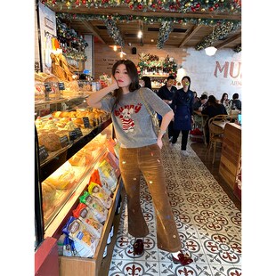 落落狷介 灰色毛衣女2025年早春新款设计感小个子套头毛线衣短袖