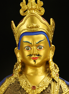 莲花生大士像 西藏教家用居家供奉摆件鎏金7寸10寸摆件