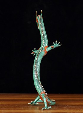 铜艺铺纯铜彩绘立龙工艺品家居办公室书房生肖龙摆件乔迁开业礼品