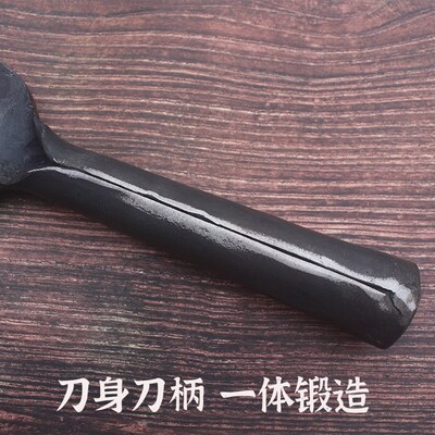 夹钢砍柴刀手工锻打加厚锰钢特殊钢实木柄老式砍树弹簧钢农用镰刀