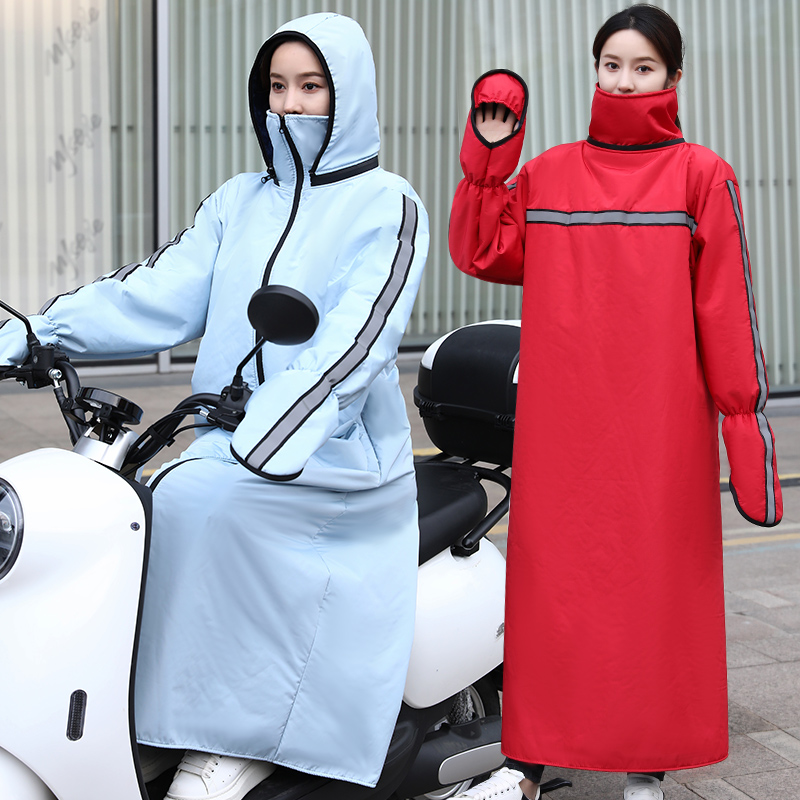 电动车挡风衣冬季女骑车神器加厚加绒挡风被电动自行车电动车防水