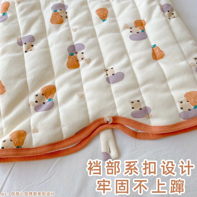 女童加厚背心睡袋婴儿秋冬款纯棉马甲夹棉连体睡衣防踢被神器冬季