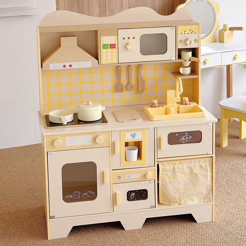 儿童声光出水厨房玩具 木质过家F家套装 3-6岁仿真小厨具