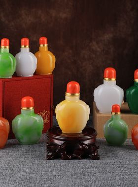 蒙古族鼻烟壶内蒙古p特色工艺品仿羊脂玉物件少数民族特色礼品
