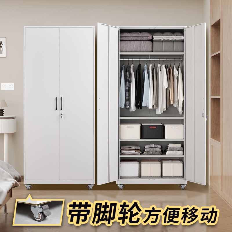 可移动衣柜带滑轮k现代简约小户型结实耐用衣橱无甲醛多功能储物