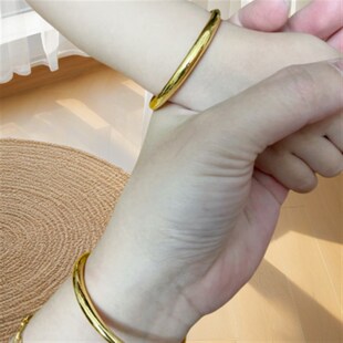 金包银古法推g拉手镯婴儿宝宝素圈可调节活口手环小孩满月女友礼