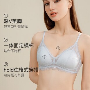 蕾丝内衣女k性纯欲三角杯薄款 法式 透气内衣无钢圈小胸聚拢胸罩