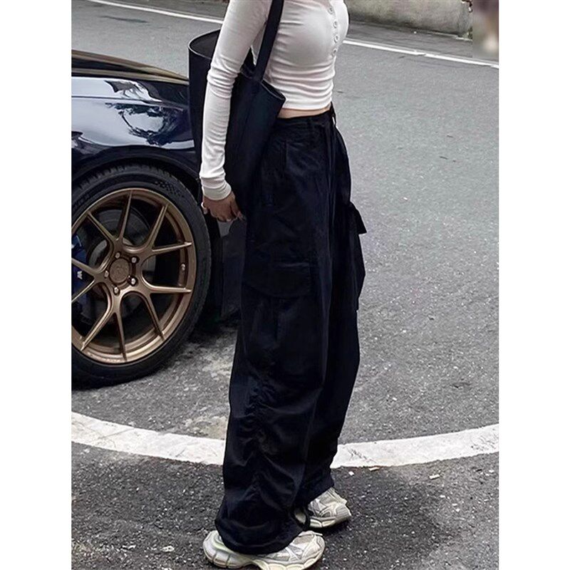 美式工装裤c女夏季薄款2025新款酷飒风加长版高个子垂感拖地阔腿