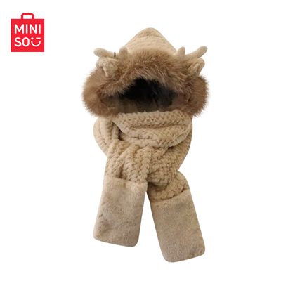 MINISO名创优品帽子围巾一体保暖