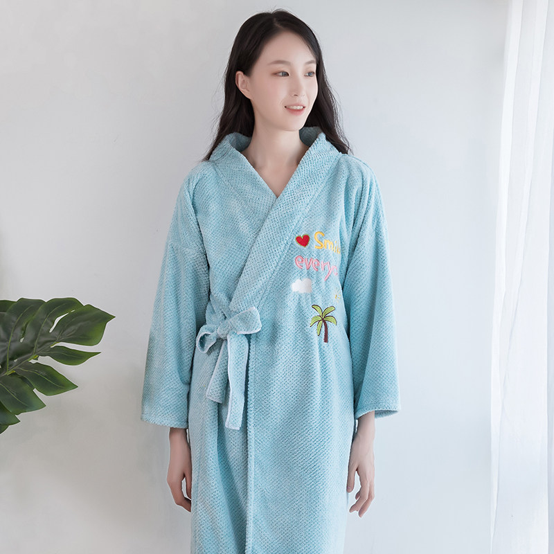 浴袍女冬款四季通用新款吸水速干院穿浴巾酒店浴衣绣睡袍