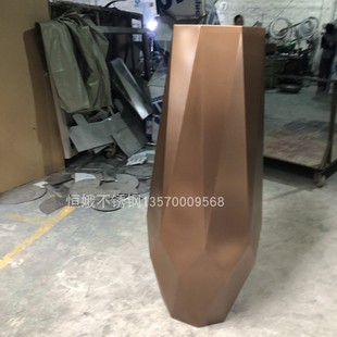 室内客厅落地花盆 花器 大型金属花器 新款 锈钢花瓶