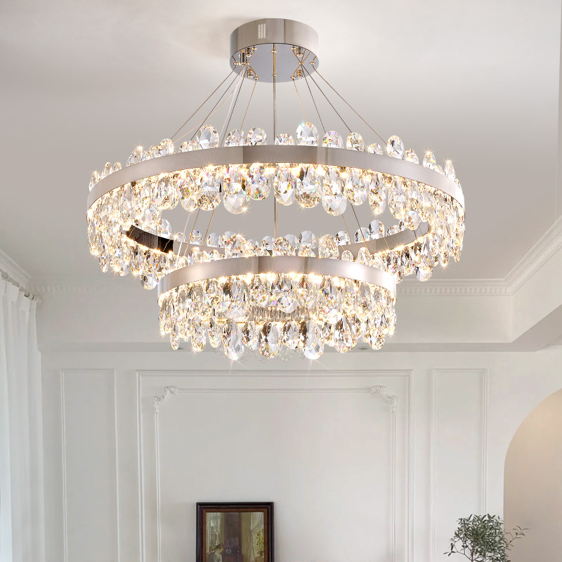 法式高级感吊灯客厅灯2新款水晶吊灯餐厅灯大气中山灯具奶油风