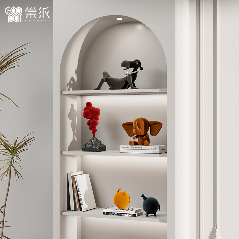 in风客厅展示柜电视柜高档样板间植绒装饰品软装摆设高级感