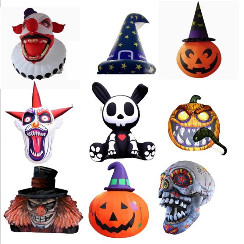 万圣节气模魔鬼充气卡通灯南瓜蜘蛛骷髅头晚会道具定制吊挂装饰