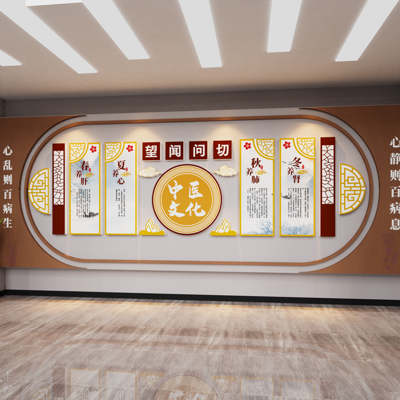 中医文化养生馆背景形象墙贴纸宣传海报挂画理疗诊所科室药店装饰
