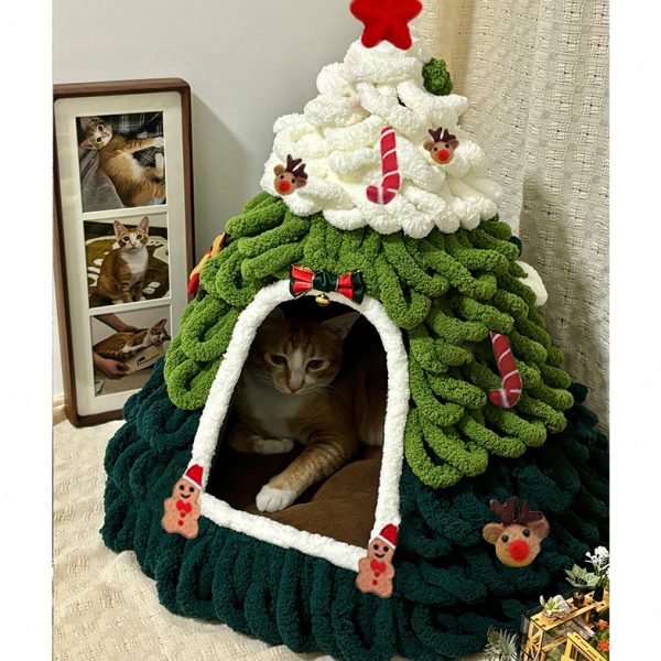 狗窝猫窝圣诞树大四季通用式纸箱自制秋冬手工diy材料包保暖封闭
