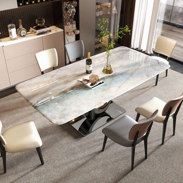 意式极简大理石餐桌轻奢彩晶石吃饭桌客厅岩板方形高端餐桌椅组合,住宅家具,岩板餐桌,淘宝优惠券,粉丝福利购,淘宝优惠卷