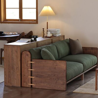 凡人家私 绿荫沙发 全实木客厅黑胡桃木沙发组合小户型复古沙发