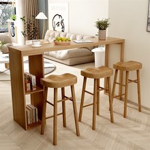 实木吧台桌家用现代客餐厅隔断柜阳台吧台靠墙高脚窄桌椅