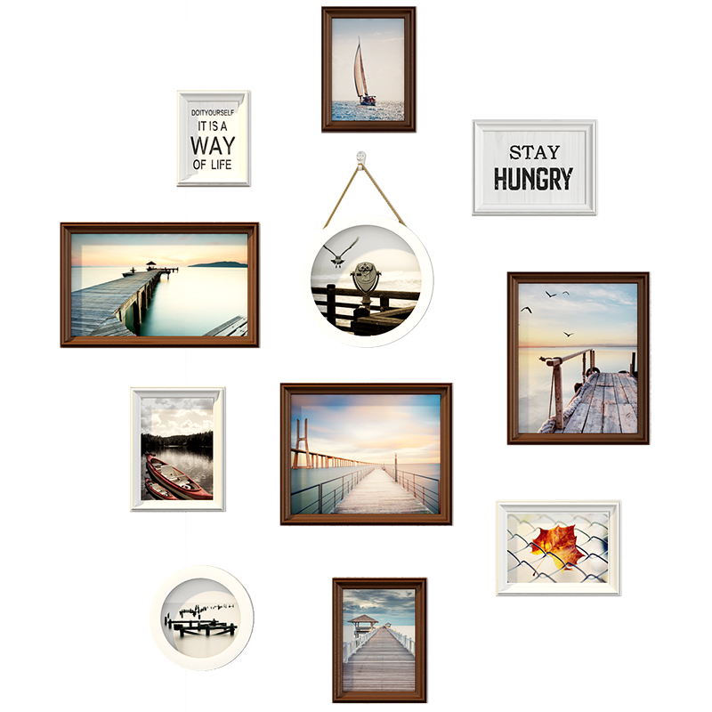 免打孔玄关照片墙装饰创意相框墙过道走廊竖版小面积墙面相片挂墙