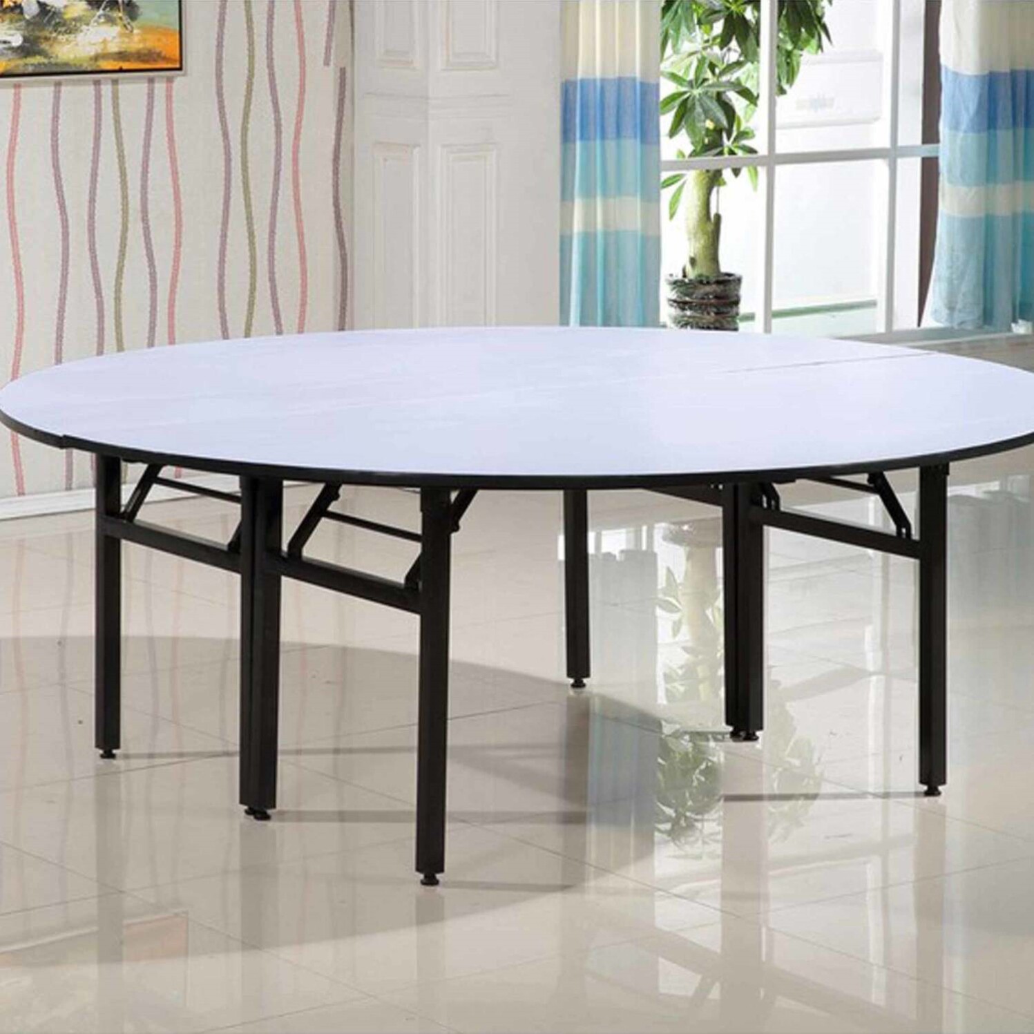 酒店大圆桌餐厅桌面折叠圆台面人2人人家用PC餐桌转盘桌椅