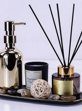 卫生间摆件香薰洗手液瓶蜡烛托盘装样板房厕所洗脸台装饰品