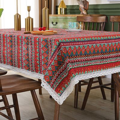 复古少数民族风情台布长方形书桌云南民宿餐桌茶几桌布棉麻印布