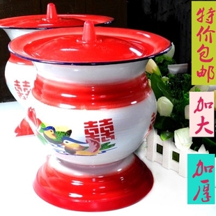 大号防滑加厚搪瓷高脚痰盂老式痰盂罐喜庆婚庆孕妇小孩痰盂