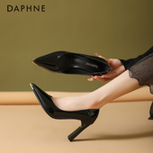 黑色粗跟高跟鞋 Daphne 百搭气质 女款 2026新款 达芙妮时尚 浅口单鞋