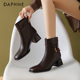 Daphne 粗跟百搭瘦瘦靴气质女靴 方头短靴女款 达芙妮2026新款 法式