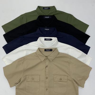 工装美式复古衬衣男纯棉短袖白色衬衫女宽松大码日系夏季港风上衣