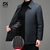外套 爸爸翻领商务领导羽绒内胆春秋季 夹克男2025年新款 中老年时尚