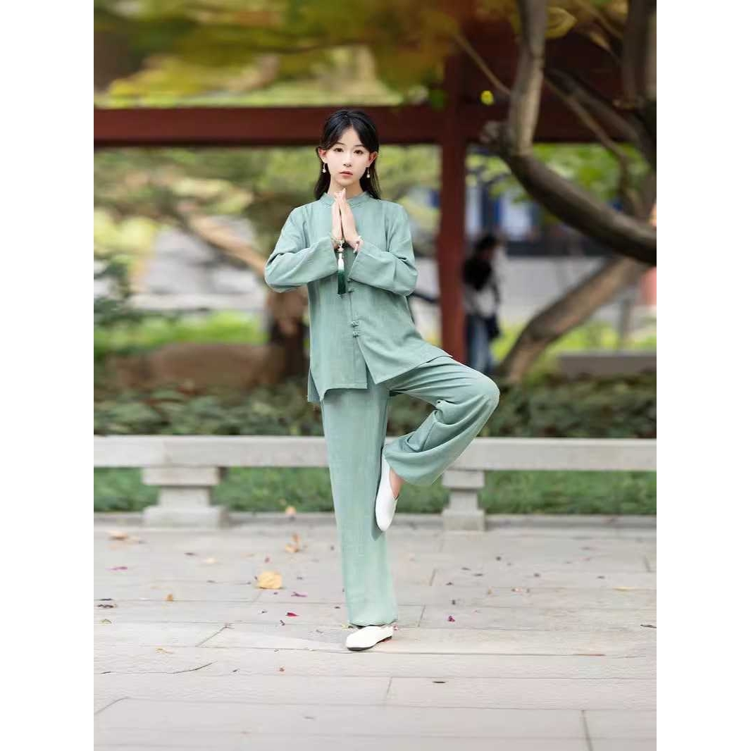 春秋款新中式太极服套装晨练瑜伽练功服两件套男女通用禅茶服套装