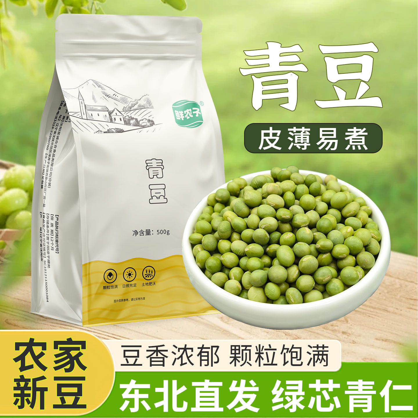 1新大青豆2斤包邮干青豆农家自种生青豆青皮绿心大黄豆毛豆2025年