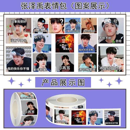 1500贴张泽禹表情包卷卷贴TF3代搞笑创意梗图装饰手账封口贴画DIY