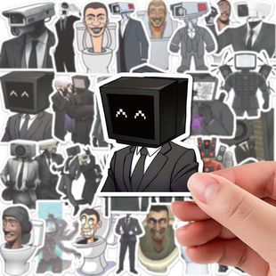 104张马桶人监控人游戏贴纸小众沙雕DIY创意周边人物装 饰手账贴画
