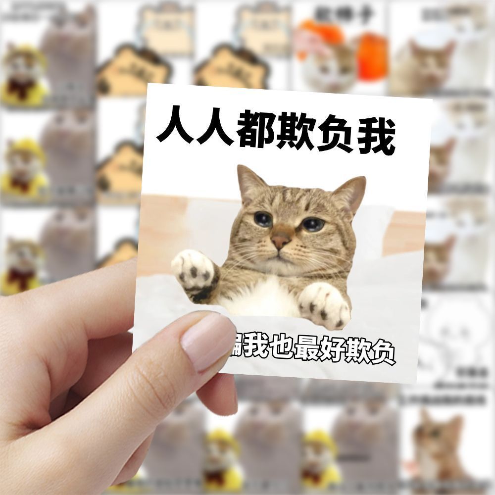网络热梗表情包贴纸软柿子小猫搞笑梗图diy不干胶装饰素材贴画纸