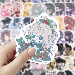 120张剑网3Q版 饰手机壳行李箱标签手账贴画纸 卡通游戏人物贴纸装