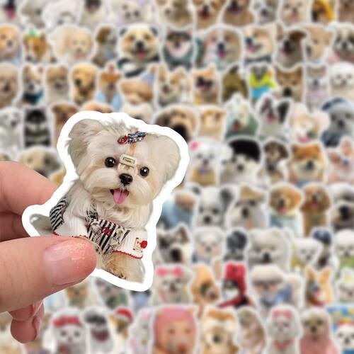 204张可爱小狗贴纸ins软萌小狗萌宠创意装饰桌面手机手账贴画防水